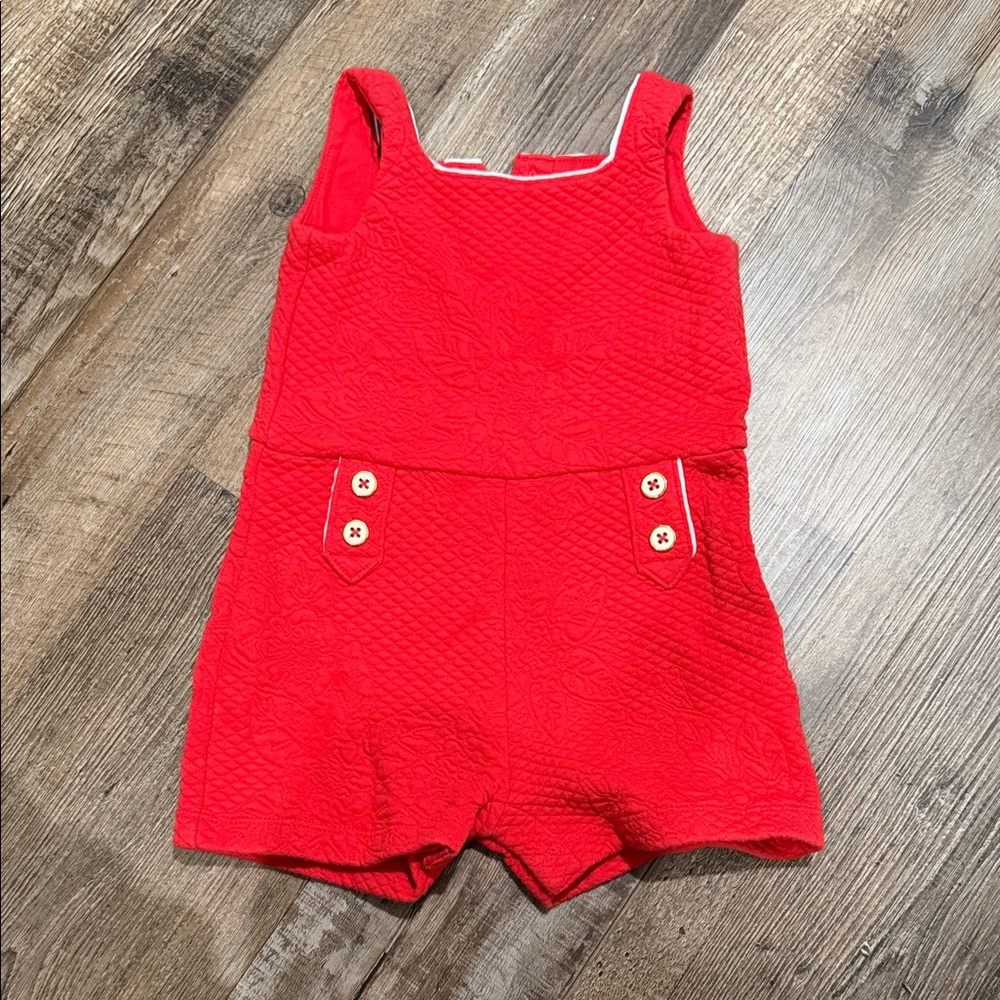 Janie and Jack Vibrant Red Textured Romper